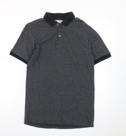 Next Men's Grey Cotton Short Sleeve Polo Shirt Size S