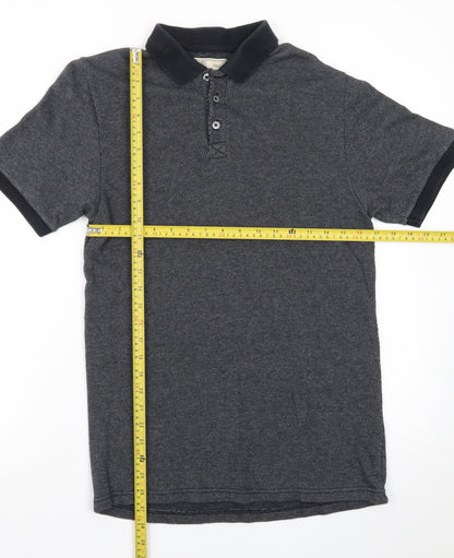 Next Men's Grey Cotton Short Sleeve Polo Shirt Size S