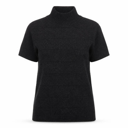 Jessica Women Black Roll Neck Short Sleeve Pullover Jumper S