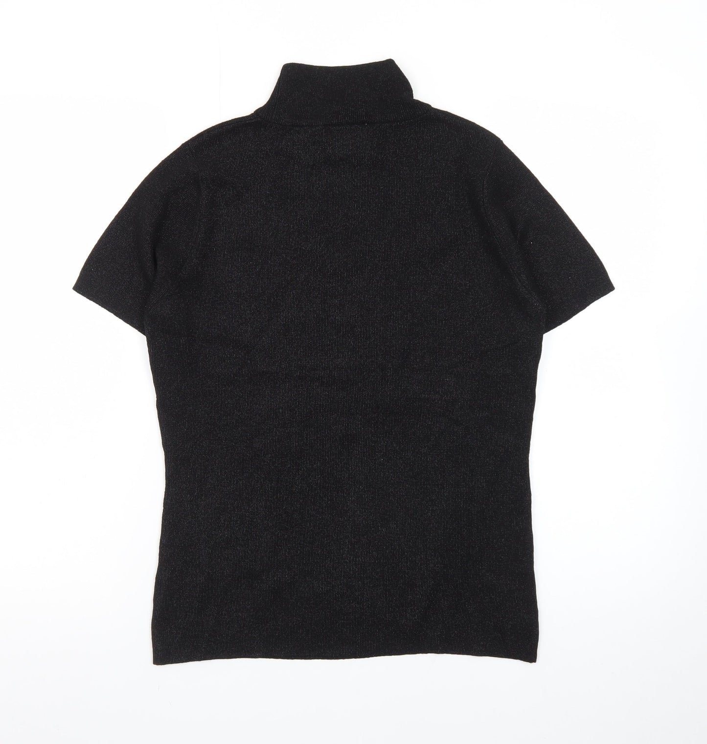 Jessica Women Black Roll Neck Short Sleeve Pullover Jumper S