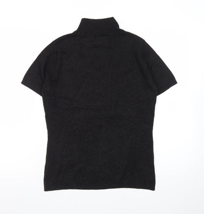 Jessica Women Black Roll Neck Short Sleeve Pullover Jumper S