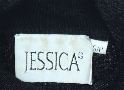 Jessica Women Black Roll Neck Short Sleeve Pullover Jumper S
