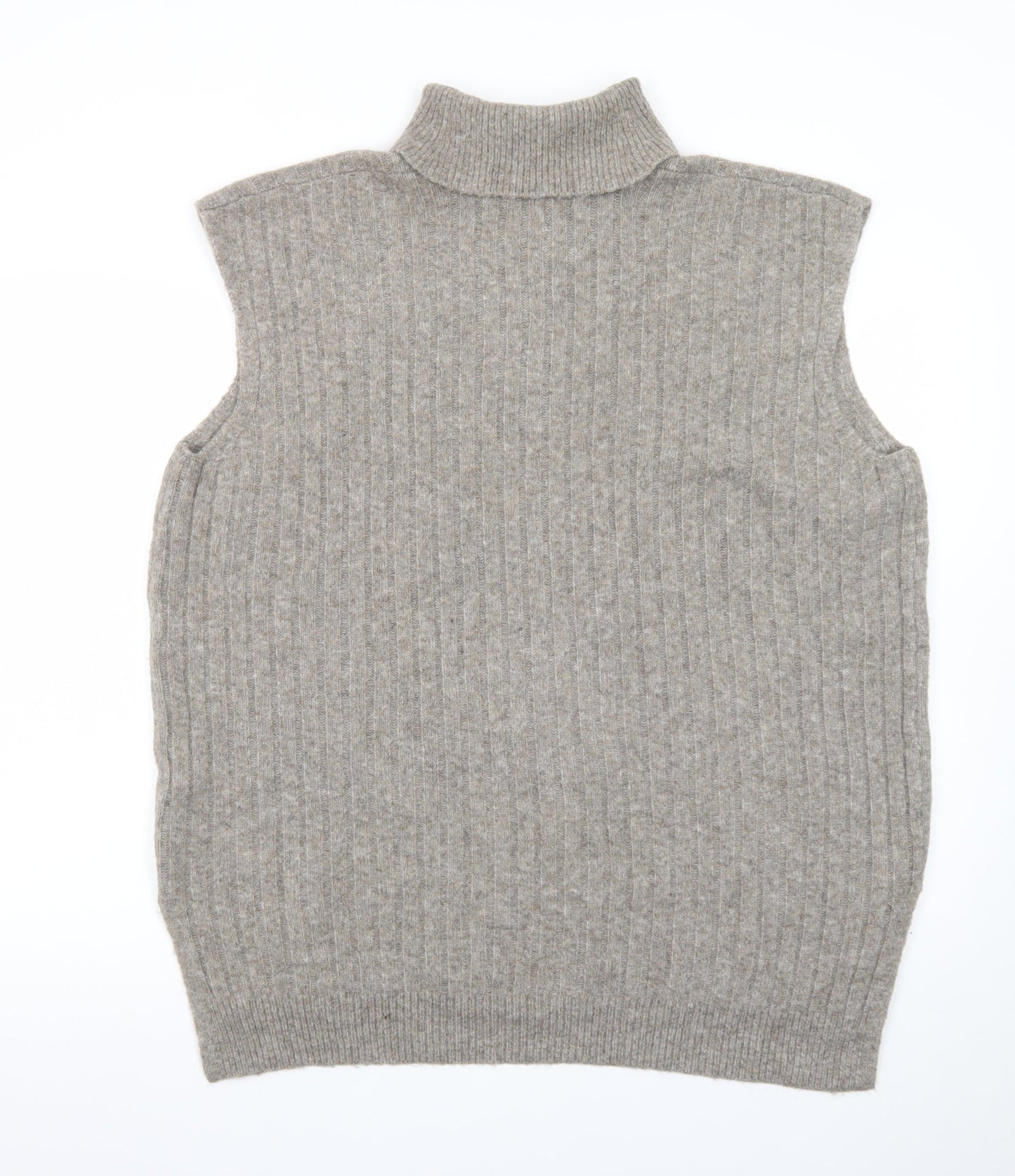 F&F Womens Beige Wool Blend Roll Neck Sleeveless Vest Jumper L