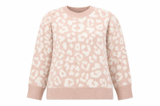 Nutmeg Women Beige Leopard Print Pullover Jumper Size 12/14