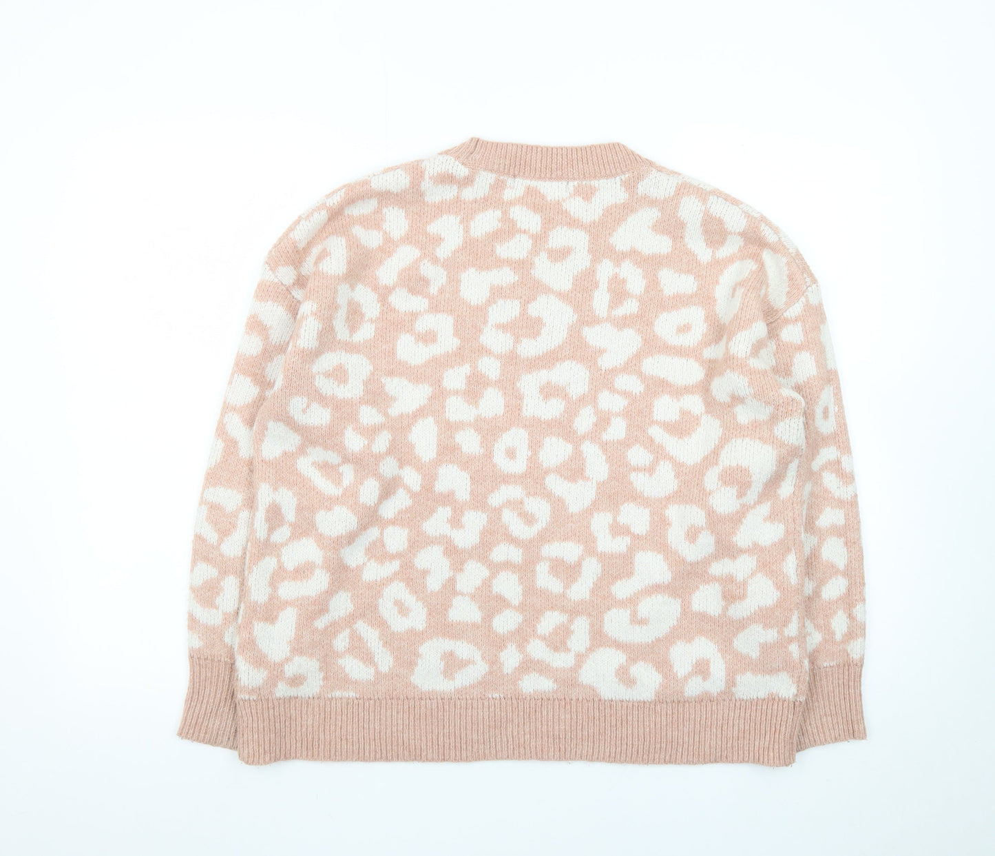 Nutmeg Women Beige Leopard Print Pullover Jumper Size 12/14