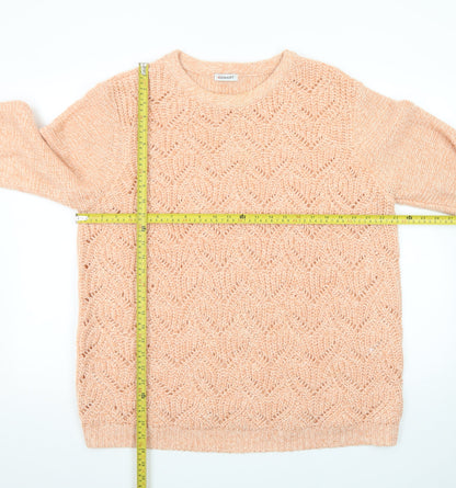 Damart Women Beige Open-Knit Wool Blend Long Sleeve Pullover Jumper Size 22