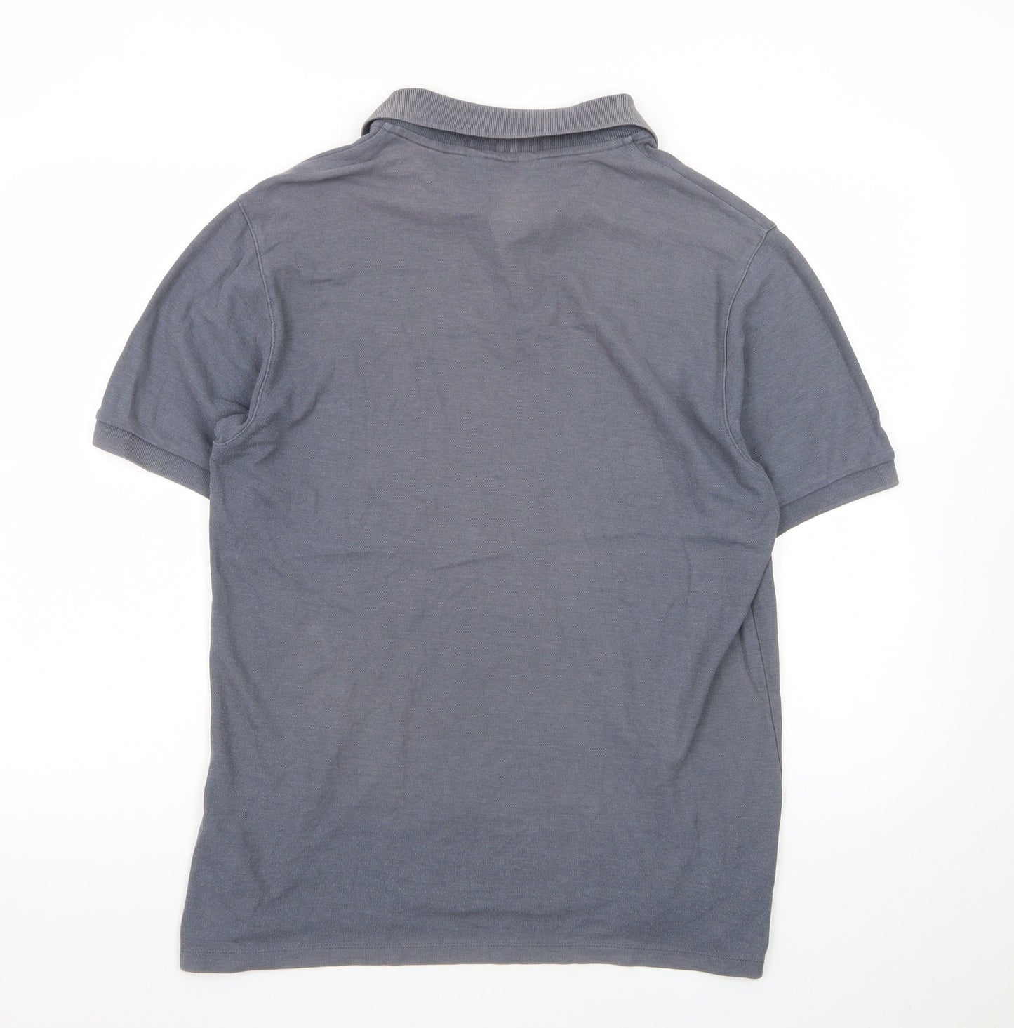 Marks and Spencer Men's Grey Cotton Blend Short Sleeve Polo Shirt M
