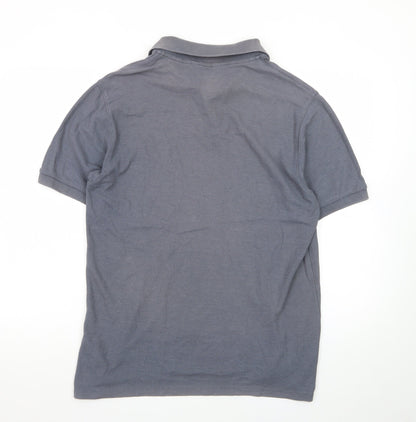Marks and Spencer Men's Grey Cotton Blend Short Sleeve Polo Shirt M