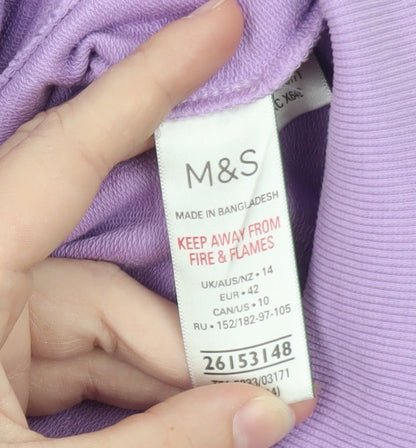 Marks and Spencer Women's Purple Full Zip Hoodie Size 14