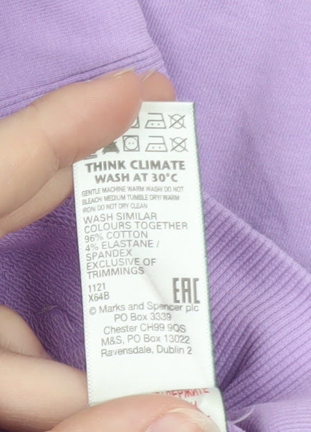 Marks and Spencer Women's Purple Full Zip Hoodie Size 14