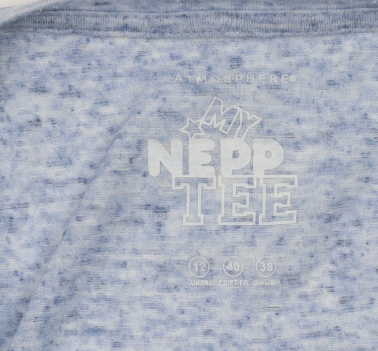 Atmosphere Women's Blue Marl Crew Neck Short Sleeve T-Shirt Size 12