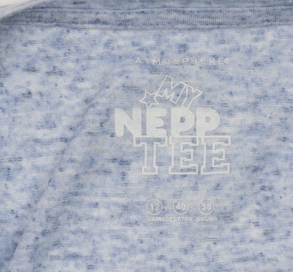 Atmosphere Women's Blue Marl Crew Neck Short Sleeve T-Shirt Size 12
