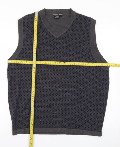 WinterSilks Men's Grey Silk Cashmere V-Neck Sleeveless Vest L