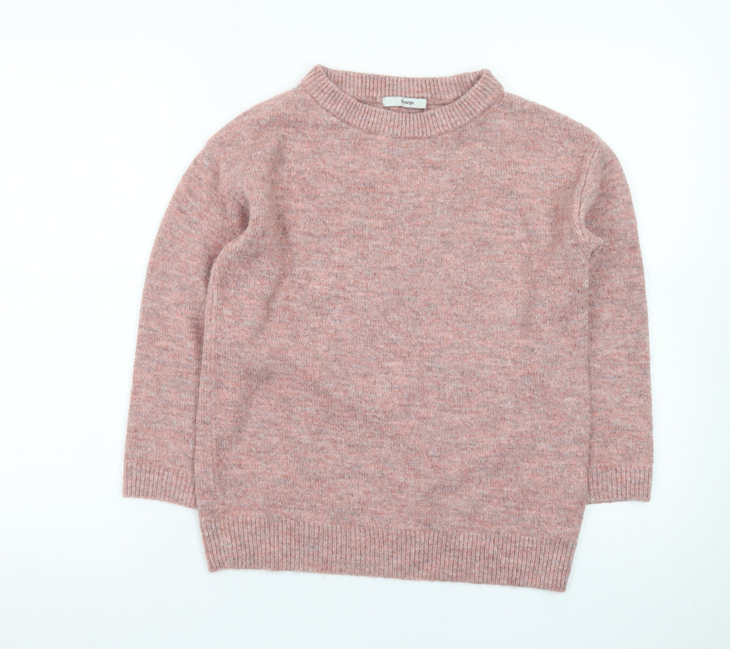 George Women's Pink Crew Neck Pullover Knit Jumper Size Small 8-10