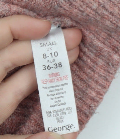 George Women's Pink Crew Neck Pullover Knit Jumper Size Small 8-10