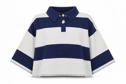 River Island Women Blue Striped Collared Relaxed Fit Jumper M