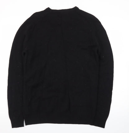 F&F Men’s Black Lambswool Crew Neck Jumper Size M Classic Knit