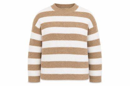 Tu Women Beige & White Striped Pullover Jumper Size 14