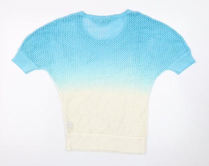 Rivers Womens Multicoloured Cotton Open Knit Short Sleeve Jumper Size 12