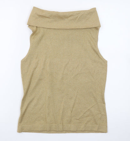 Ann Taylor LOFT Womens Beige Sleeveless Cowl Neck Wool Blend Jumper M