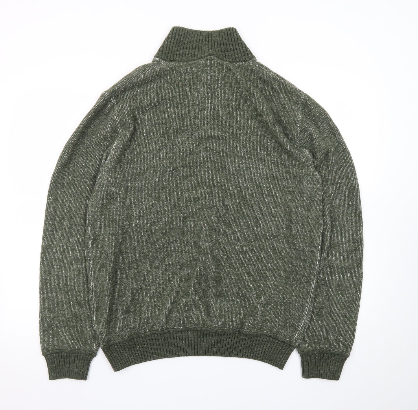 GAP Men's Green Wool Blend Henley Jumper Size L Mock Neck
