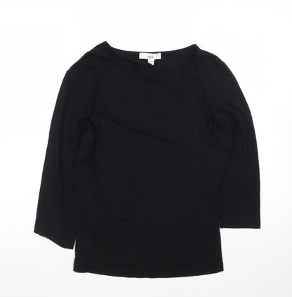 Marks and Spencer Women’s Black Size 12 Boat Neck 3/4 Sleeve Cotton Top