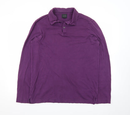 14th & Union Men's Purple Long Sleeve Cotton Polo Shirt Size M