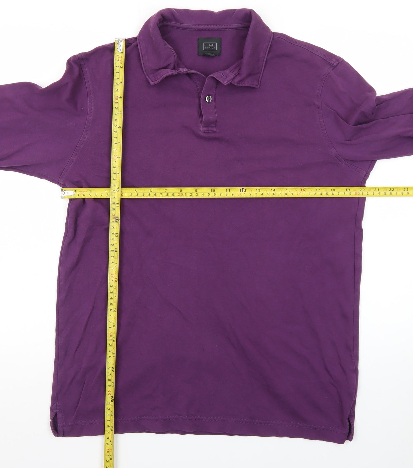 14th & Union Men's Purple Long Sleeve Cotton Polo Shirt Size M