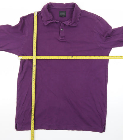 14th & Union Men's Purple Long Sleeve Cotton Polo Shirt Size M
