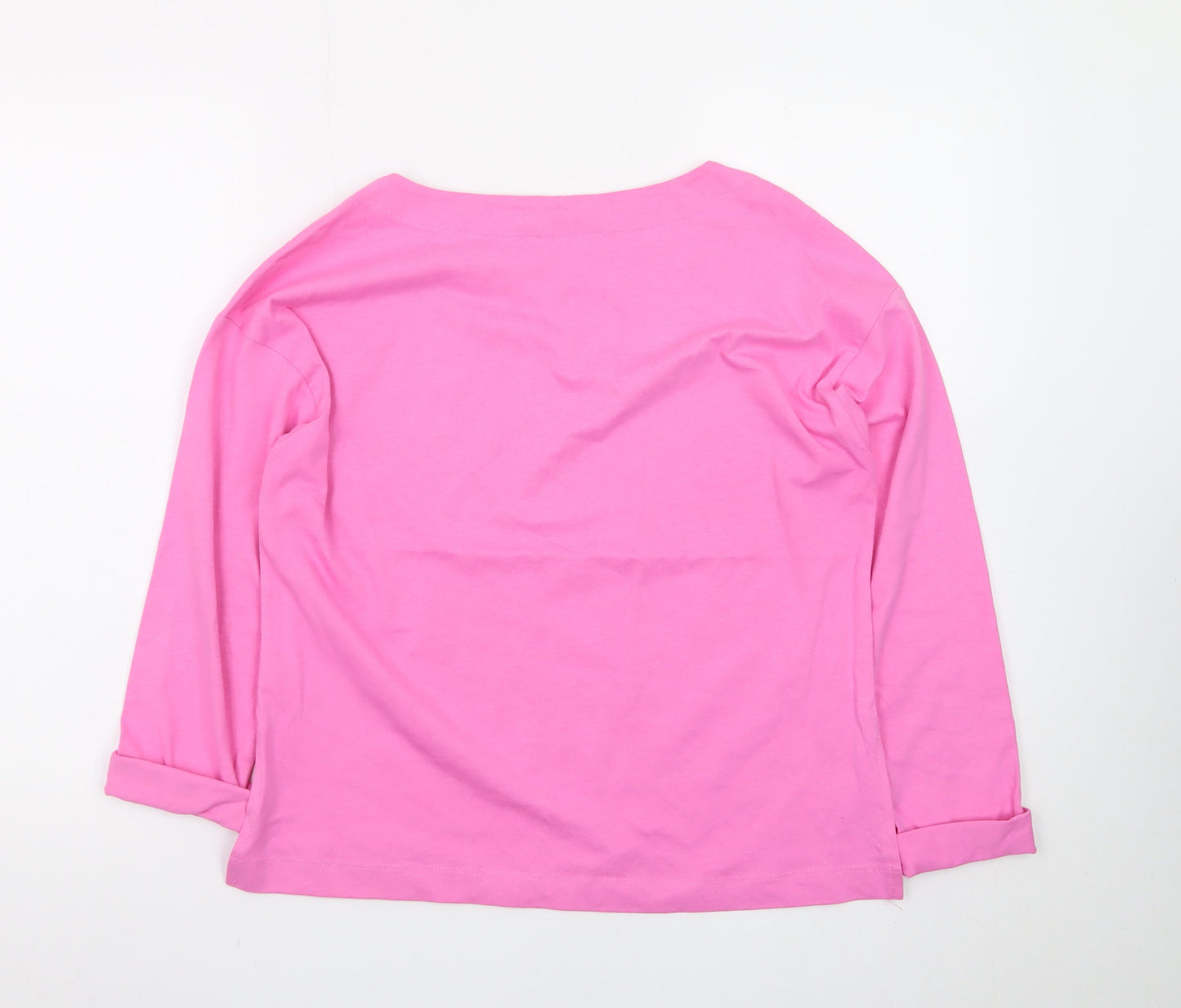 Papaya Women's Pink Long Sleeve Cotton Boat Neck T-Shirt Size S