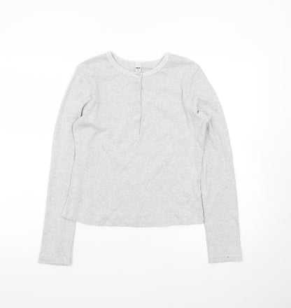 Uniqlo Women’s Grey Henley Long Sleeve Cotton Jumper M