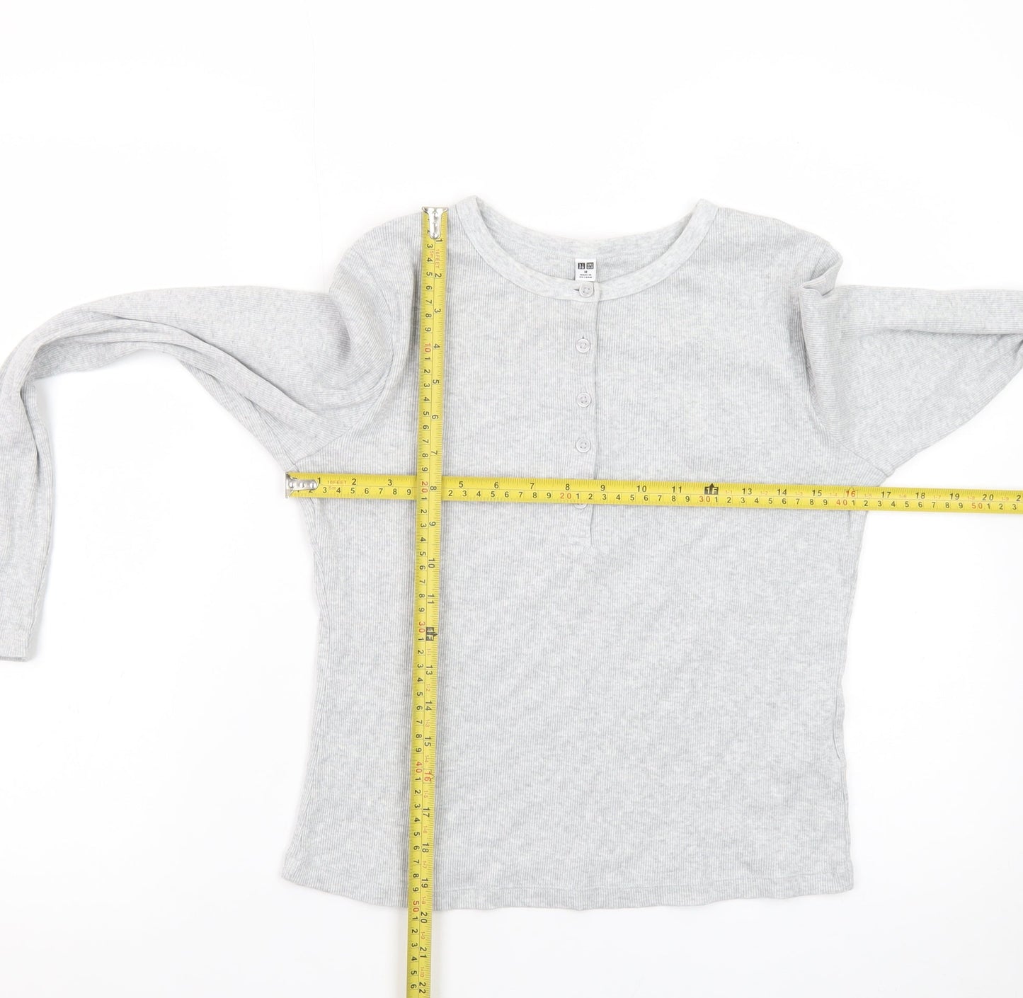 Uniqlo Women’s Grey Henley Long Sleeve Cotton Jumper M