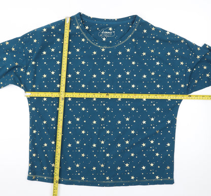 Nutmeg Womens Blue Star Print Long Sleeve Pyjama Top Size 12-14