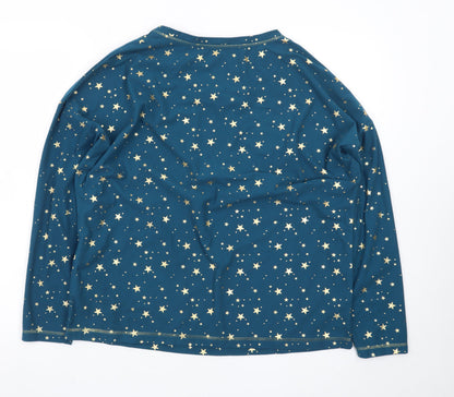 Nutmeg Womens Blue Star Print Long Sleeve Pyjama Top Size 12-14