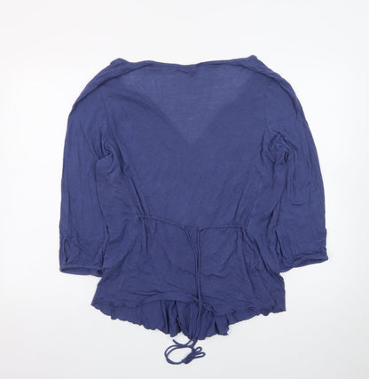 Wrap Womens Blue V-Neck Tunic Blouse UK 18 Lightweight Top