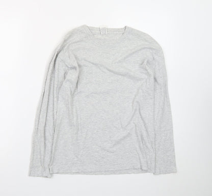 Fruit of the Loom Men's Grey Long Sleeve Crew Neck Cotton T-Shirt Size S