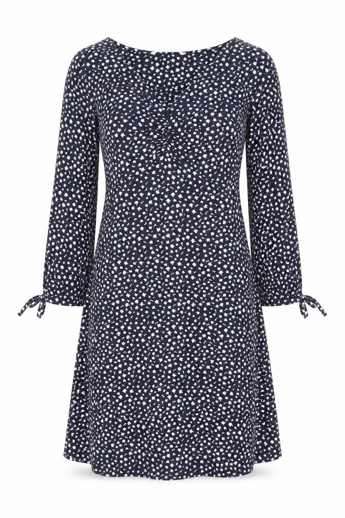 Tu Woman Blue Floral A-Line Dress Size 10 Long Sleeve