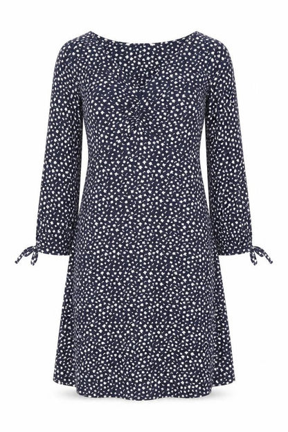 Tu Woman Blue Floral A-Line Dress Size 10 Long Sleeve