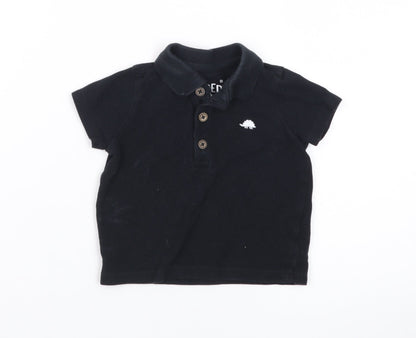 Fred & Flo Unisex Baby Black Polo Shirt 3-6 Months Cotton Dinosaur
