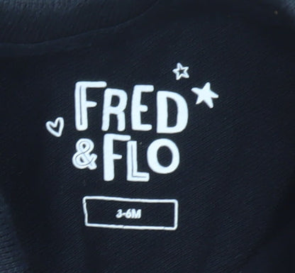 Fred & Flo Unisex Baby Black Polo Shirt 3-6 Months Cotton Dinosaur