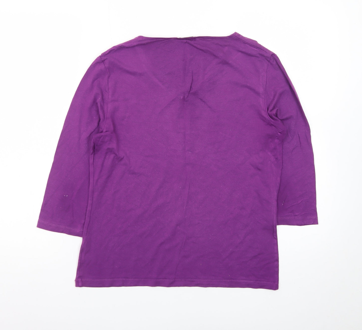 House of Fraser Women’s Purple Viscose V-Neck 3/4 Sleeve T-Shirt Size M