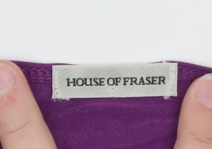 House of Fraser Women’s Purple Viscose V-Neck 3/4 Sleeve T-Shirt Size M