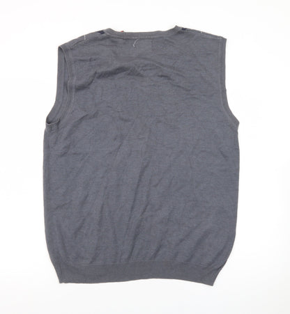 EZ's by Haggar Men's Grey Argyle Knit Sleeveless Vest Jumper M