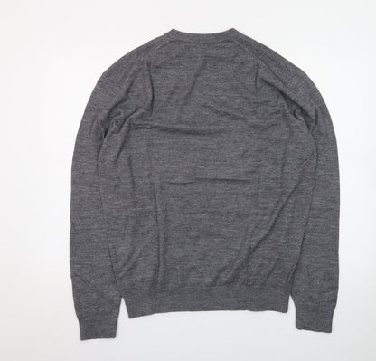 Zara Men's Grey Wool Crew Neck Pullover Jumper XL