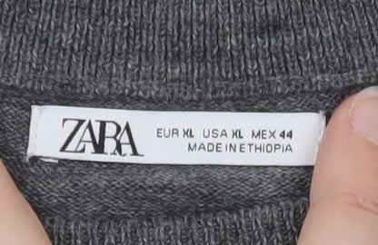 Zara Men's Grey Wool Crew Neck Pullover Jumper XL