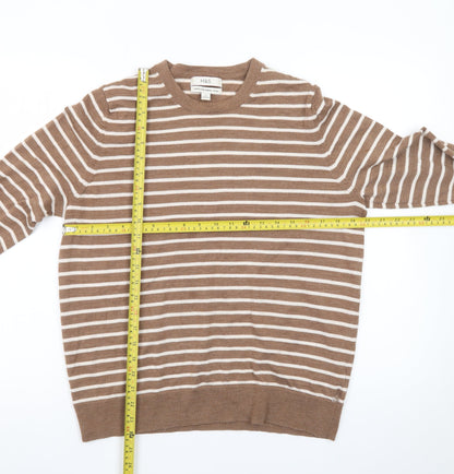 Marks and Spencer Women's Brown Striped Merino Wool Jumper Size 16