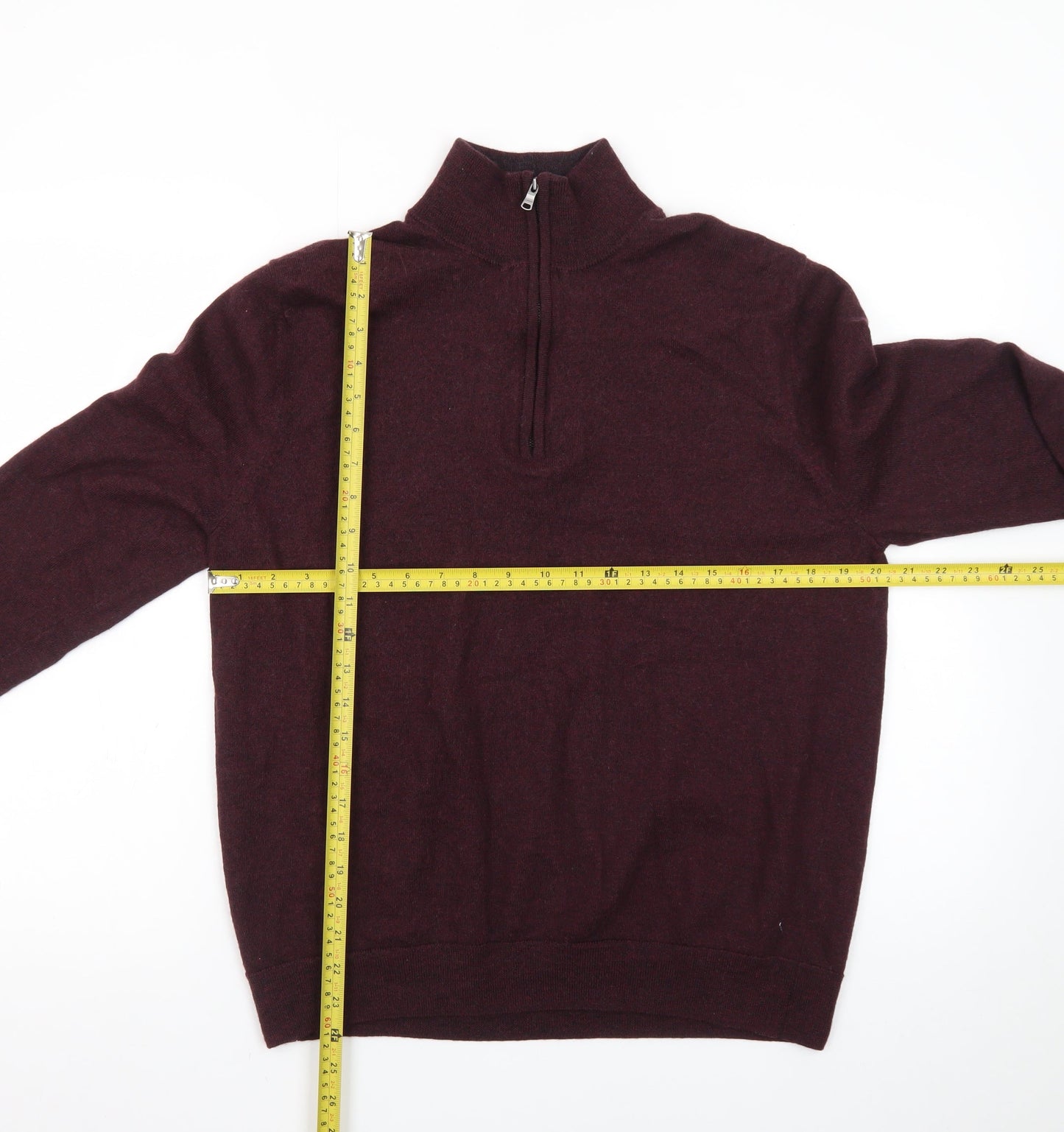 Express Men’s Red Wool Half Zip Jumper XL High Neck