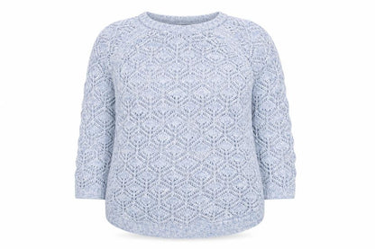 Marks & Spencer Women Blue Open-Knit 3/4 Sleeve Jumper Size 14