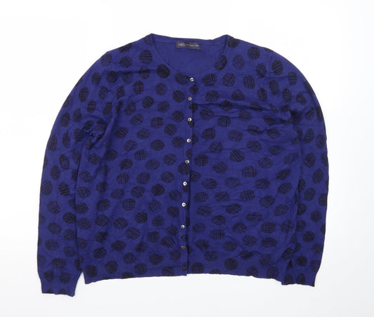 Marks and Spencer Women's Blue Cardigan UK 18 Crew Neck Knit