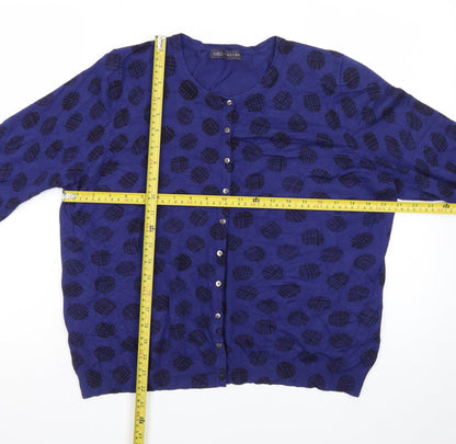 Marks and Spencer Women's Blue Cardigan UK 18 Crew Neck Knit